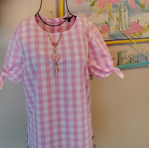 Banana Republic Pink Plaid Summer Top - Picture 7 of 9